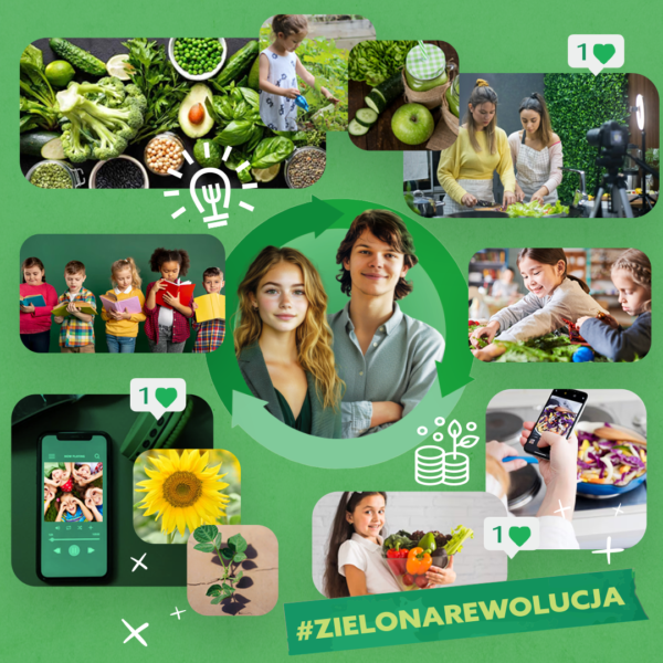 Młodzi liderzy realizujący projekt edukacji żywieniowej, promujący zdrowe nawyki żywieniowe z wykorzystaniem grantów rozwojowych.