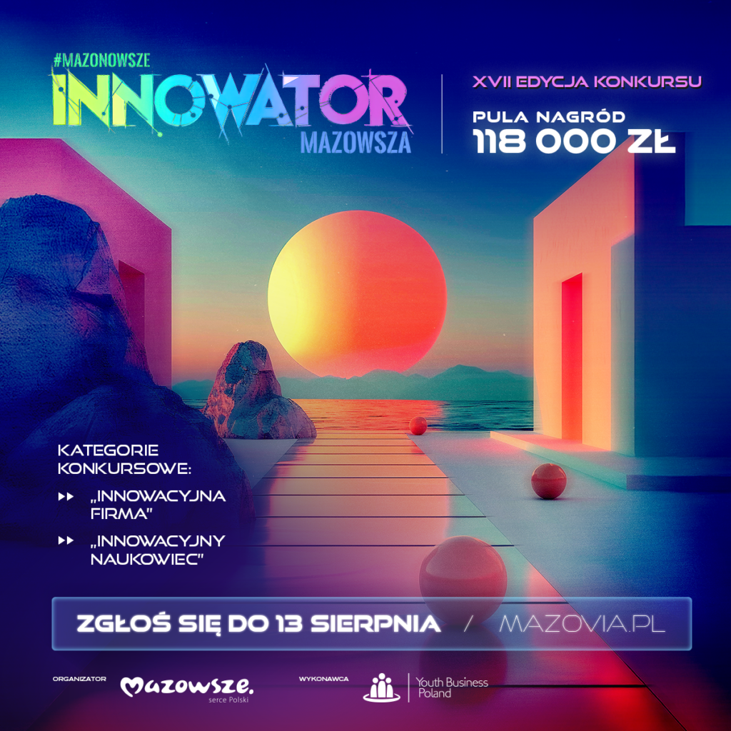 Grafika promująca konkurs Innowator Mazowsza