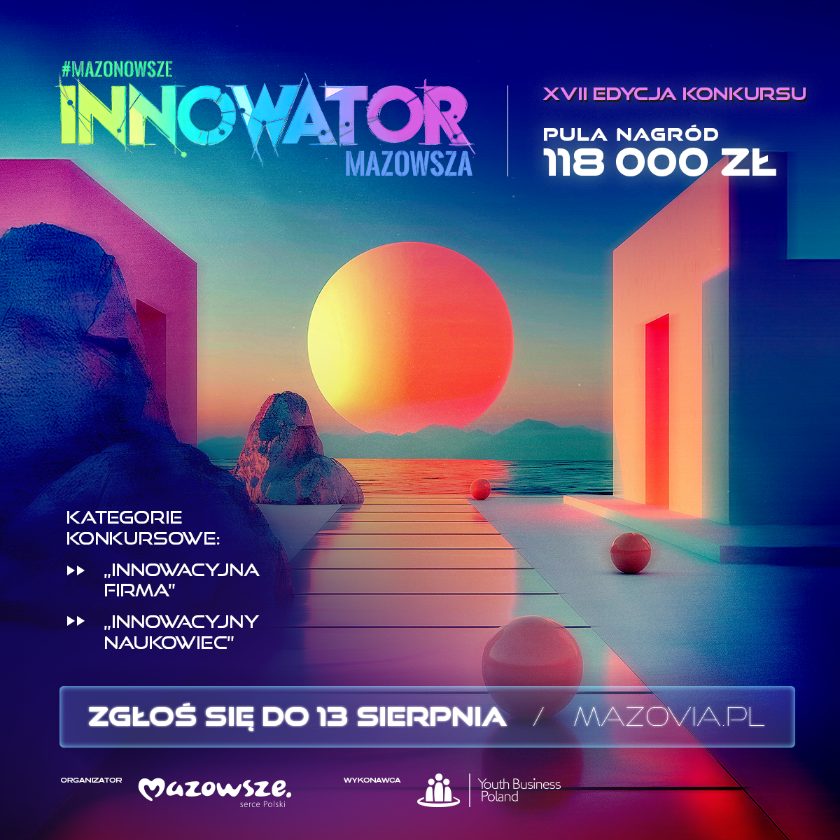 Grafika promująca konkurs Innowator Mazowsza